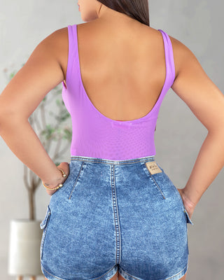Bodysuit mallatex sencillo cuello cuadrado