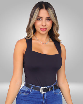 Body sin Mangas con Escote Cuadrado