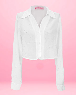 Blusa BLANCA manga larga con apliques pequeños