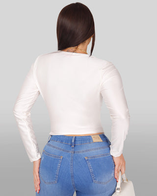 Blusa drapeada de manga larga