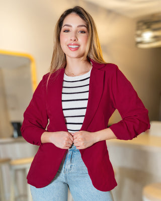 Blazer manga recogida sin botones y bolsillos