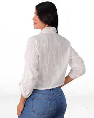 Camisa de manga larga ancha con ojalillo en los lados