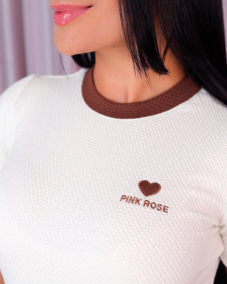 Camiseta tejida manga corta Pink Rose