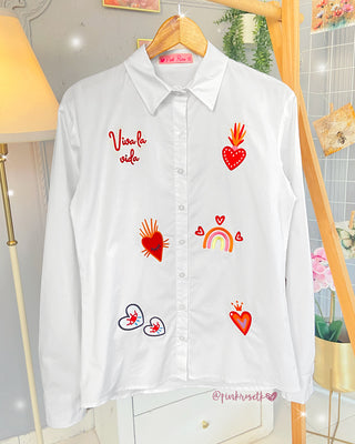 Camisa Manga Larga con Bordado “Viva la Vida”