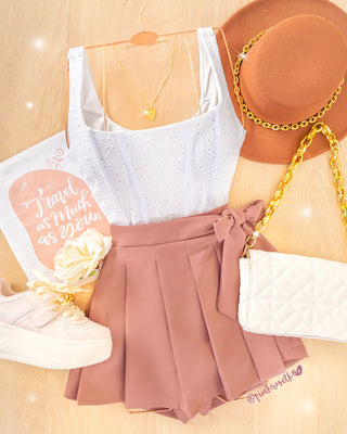 Falda Short Tablas Moño Chic