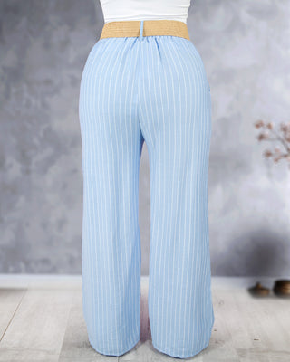 Pantalón raya tiza cinturón