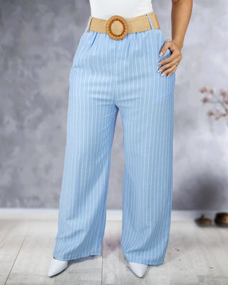 Pantalón raya tiza cinturón