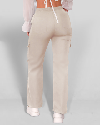 Pantalón Cargo con Cremallera Frontal y Aro
