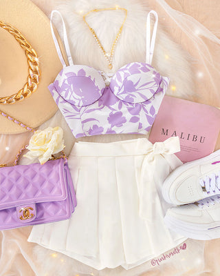 Falda Short Tablas Moño Chic