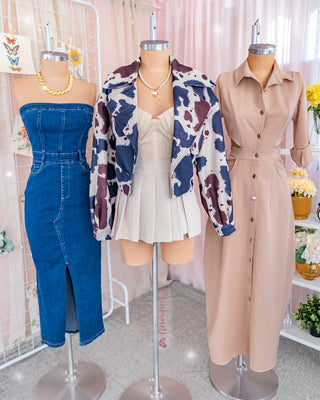 Vestido de jean strapless con abertura adelante
