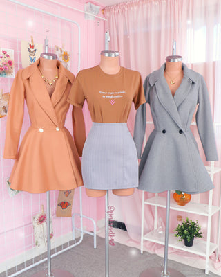 Vestido en pana tipo gabán con 2 botones