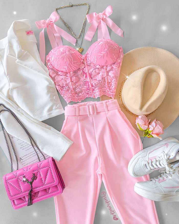 Pantalón de bolsillos y cinturón de lazo ropa para dama a la moda bogota  medellin pereira manizales – Pink Rose tk