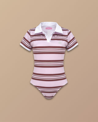 Body rosado de rallas vino tinto y blanca, Pink Rose