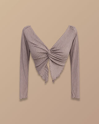 Blusa café tipo rib manga larga Pink Rose