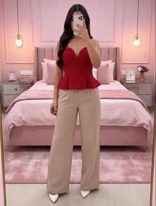 Blusa Strapless con Escote Corazón y Varilla