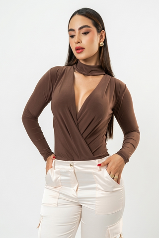 BODY CAFE MANGA LARGA CRUZADO CUELLO HALTER