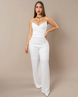 Enterizo escote cruzado drapeado