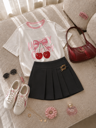 CAMISETA LARGA BLANCA MANGA CORTA HONER CHERRY