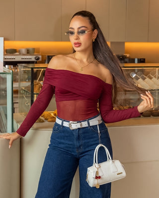 BODY VINOTINTO MANGA LARGA CUELLO BANDEJA