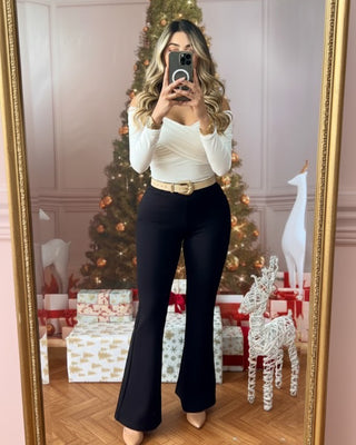 Pantalón Bota Ancha con Elástico en Cintura