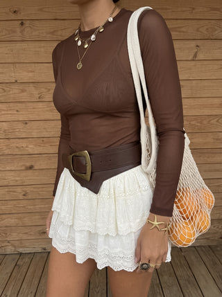Body cafe de Manga Larga con Transparencia