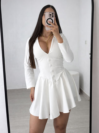 ROMPER BLANCO MANGA LARGA 5 BOTONES ADELANTE
