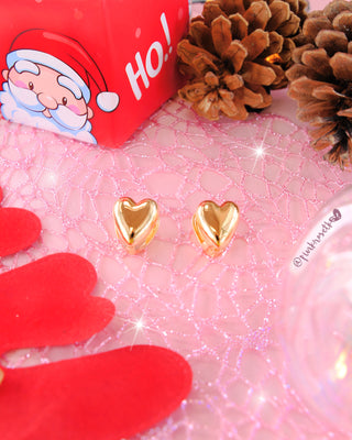 Aretes huggis dorada doble corazón