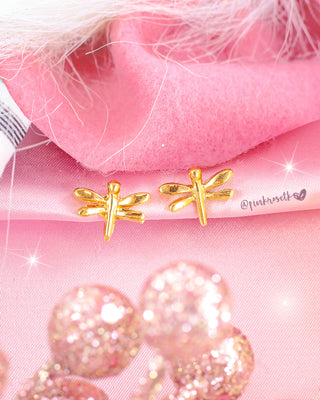 Aretes dorados libelula pequeña