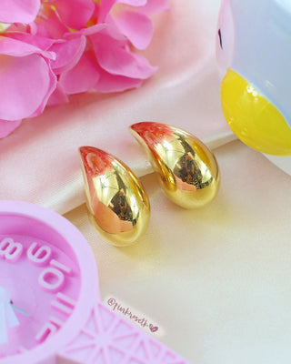 Aretes dorados gota de agua grandes