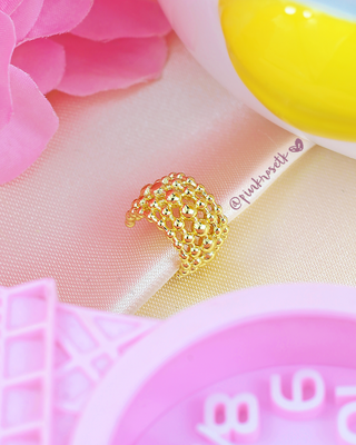 Ear cuff dorado anillo mini cuentas