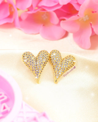 Aretes dorados corazón cristales