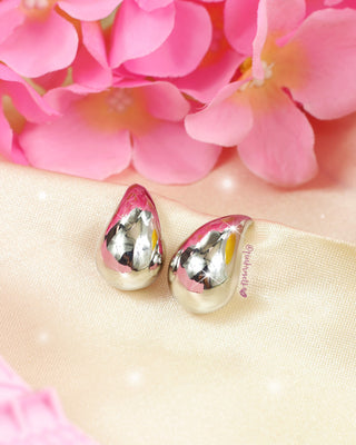 Aretes plateados gota de agua