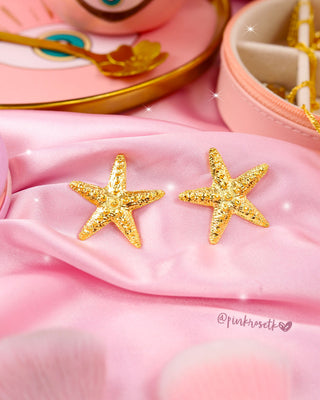 Aretes dorados estrella de mar