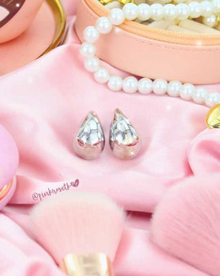 Aretes plateados gota de agua