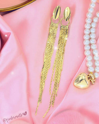 Aretes largos dorados calamar