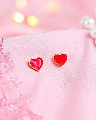 Arete Con Diseño De Corazón Rojo