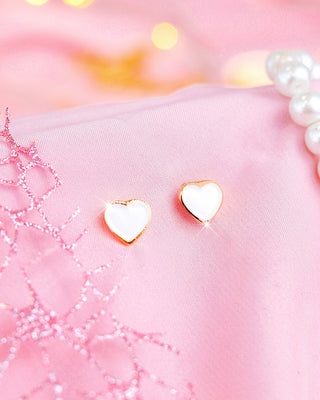 Arete Con Diseño De Corazón Blanco