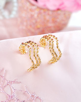 Aretes Tipo Candonga Triple en Trenza