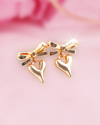 Aretes de Corazón con Moño