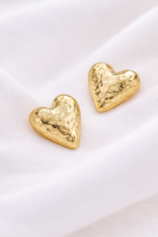 ARETE DORADO DE CORAZON INFLADO Y CORRUGADO