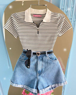 SHORT DE JEAN BASICO DOBLES ABAJO