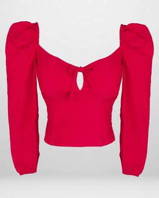 Blusa Roja Manga Larga Estilo Puff