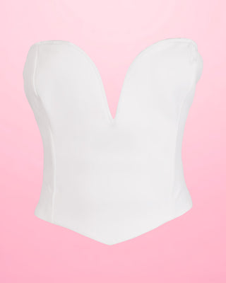 Crop Top Blanco Con Escote De Corazón