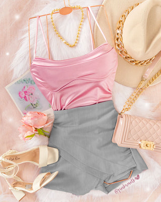 Bodysuit oro rosa escote drapeado con tiras