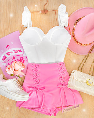 Bodysuit de copas tiras con volantes