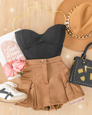 Body Tejido con Diseño Strapless