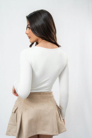 Falda-Short Cargo en Tela “Piel de Durazno”