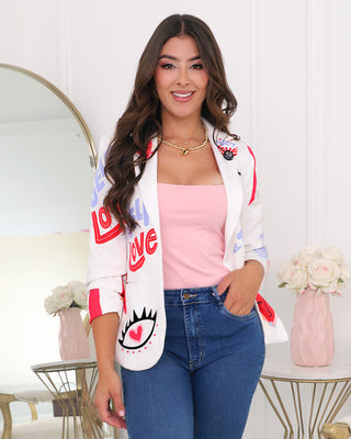 BLAZER MANGA RECOGIDA ESTAMPADO SELF LOVE