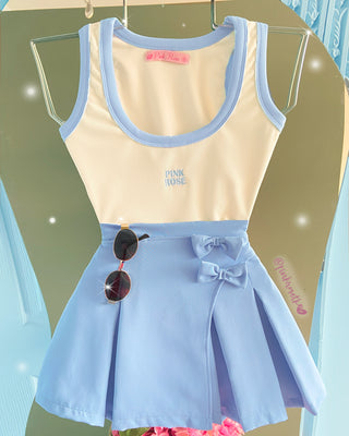 Body Rib Sin Mangas con Bordado Pink Rose