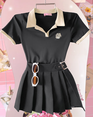 Body con Cuello de Flor Bordada “Pink Rose”